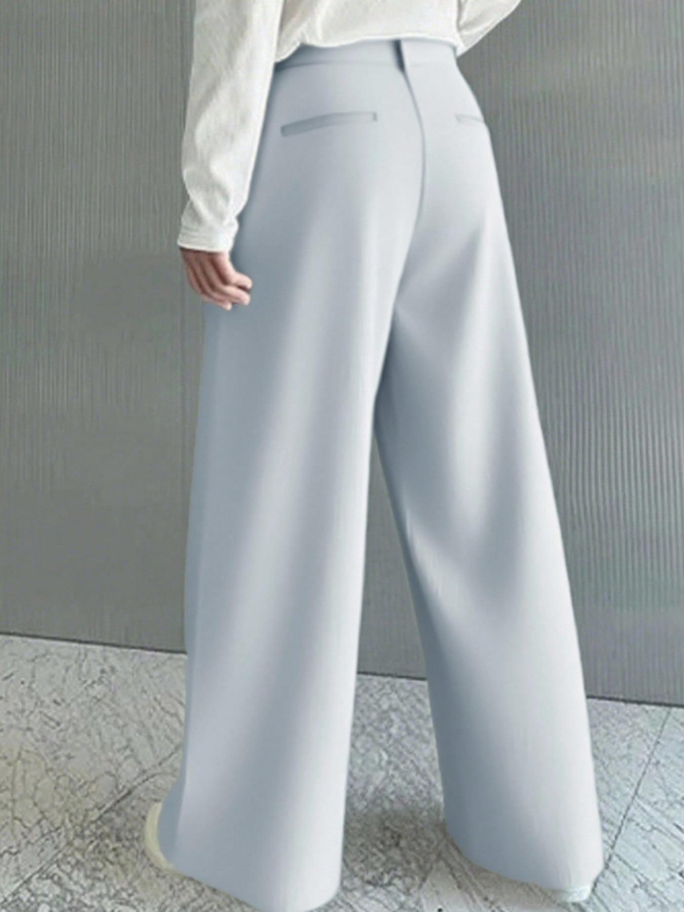 Men's Versatile Solid Color Wide Leg Pants, Unique Button Design, Fitted Style Perfect for Parties and Daily Wear, Casual Fitted Trousers