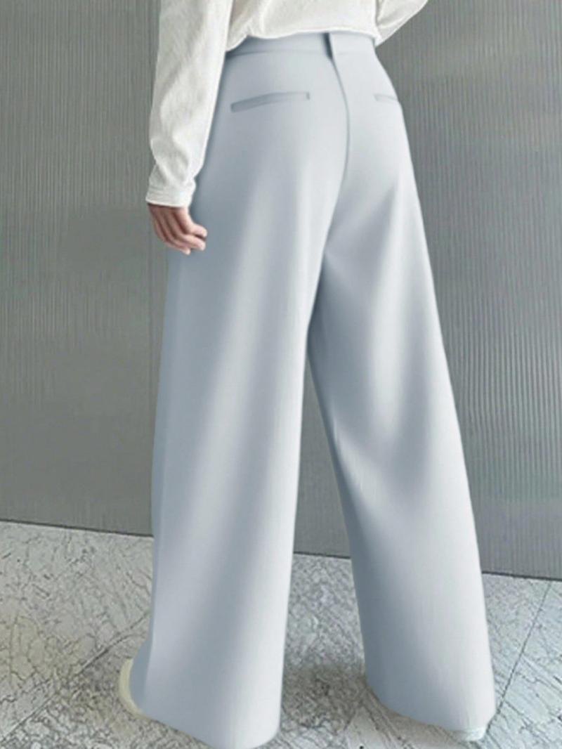 Men's Casual Street Comfy Versatile Solid Color Wide Leg Pants, Unique Button Design, Fitted Style Perfect for Parties and Daily Wear