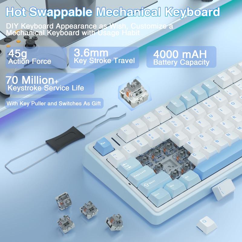 AULA F75 Keyboard 75% Wireless Mechanical Gaming Keyboard, Gasket Hot Swappable Custom Keyboard, Pre-lubricated Ash Wood Switches RGB Rainbow Backlight, Tri-Mode 2.4GHz/Type-C/BT5.0 CreamKeyboard  Office Computer Accessories TikTokShopfalldealsforyou
