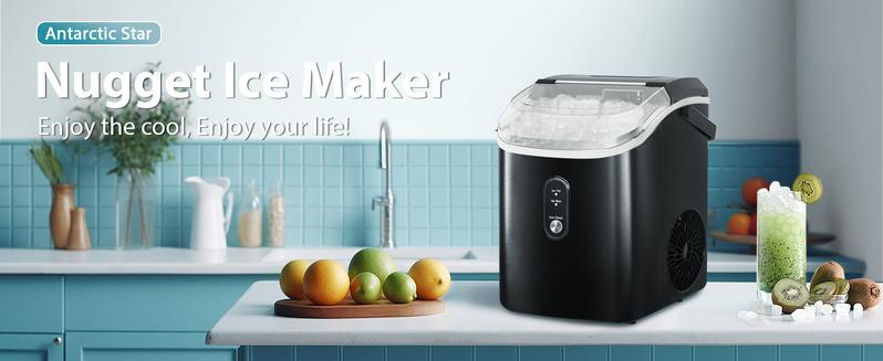 Antarctic Star Nugget Countertop Ice Maker with Soft Chewable Pellet Ice, Pebble Portable Ice Machine, 34lbs Per Day, Self-Cleaning, Sonic Ice, One-Click Operation, for Kitchen,Office Stainless,Steel&Black,Modern Utensils Antarctic Star Nugget Countertop Ice Maker with Soft Chewable Pellet Ice, Pebble Portable Ice Machine, 34lbs Per Day, Self-Cleaning, Sonic Ice, One-Click Operation, for Kitchen,Office Stainless,Steel&Black,Modern Utensils