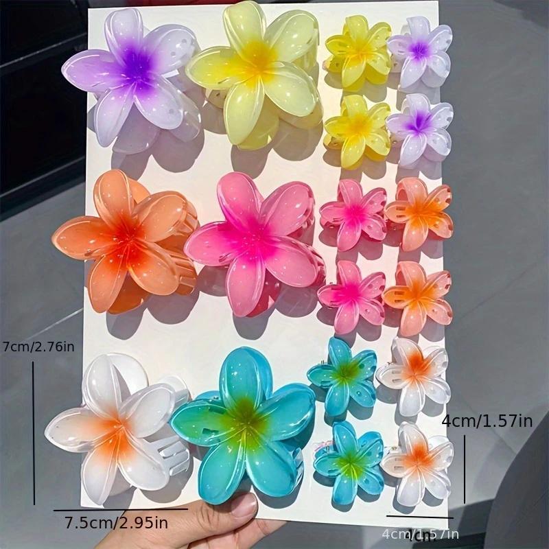 18Pcs Flower Hair Claw Clips – Gradient Color Shark Clips Hair Accessories Set