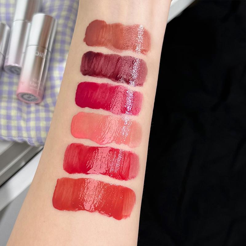 Rainbow Gradient Mirror Lip Gloss, Pure Desire Fruit Lip Highlighter, Pinkish Glow, Suitable for Mirror Makeup Effect, Long-Lasting, Formaldehyde Free