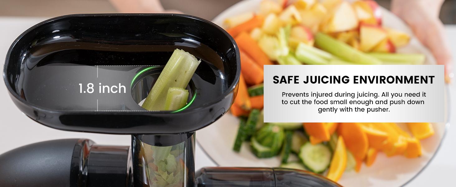 Masticating Juicer Machines, AMZCHEF Slow Cold Press Juicer with Reverse Function, High Juice Yield, Easy Clean with Brush,Recipes for High Nutrient Fruits and Vegetables