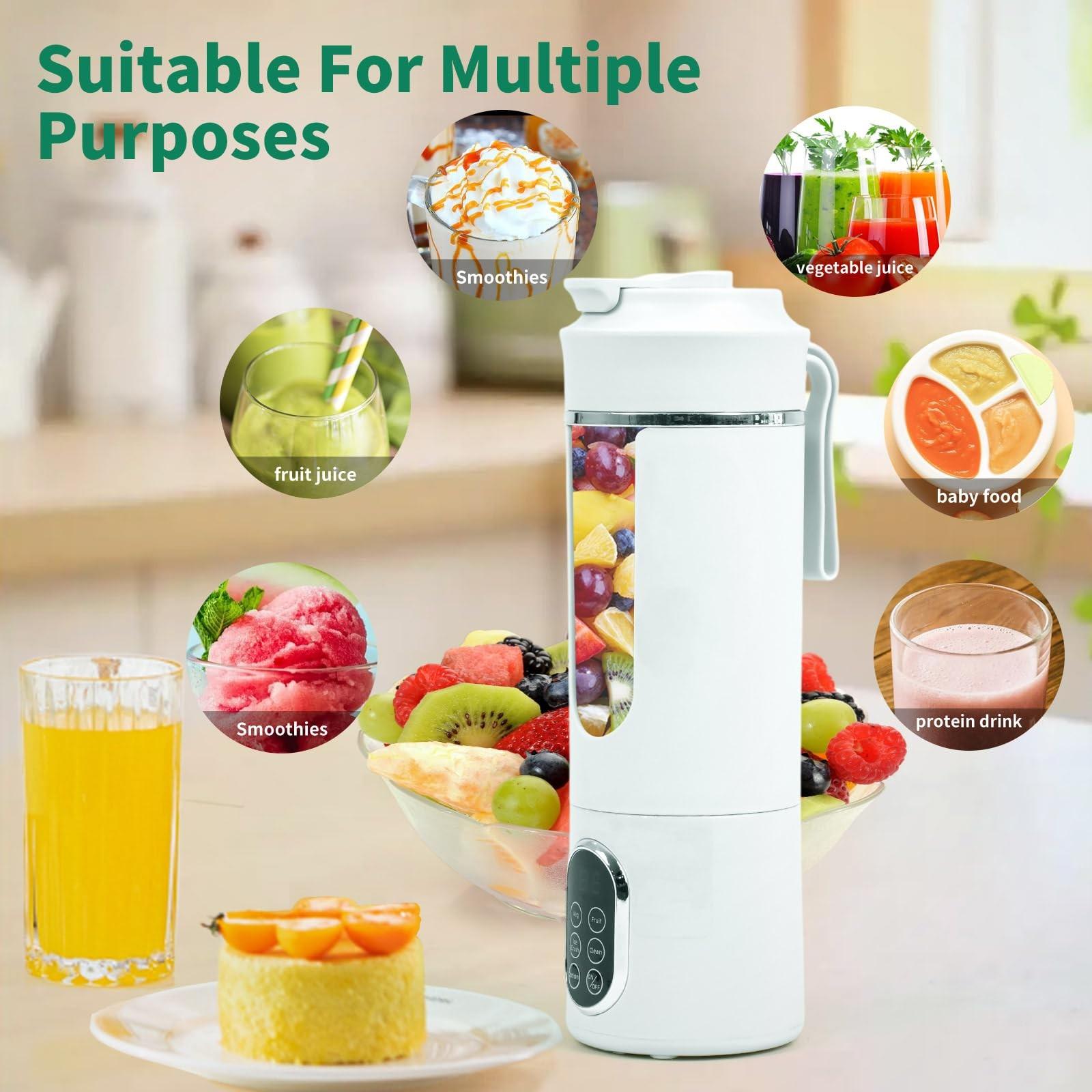 530ML/18oz Portable Blender, Mini Portable Electric USB Juicer, Small Personal Blender for Smoothies and Shakes, With Automatic Cleaning Function, Multi-Purpose and Easy To Use