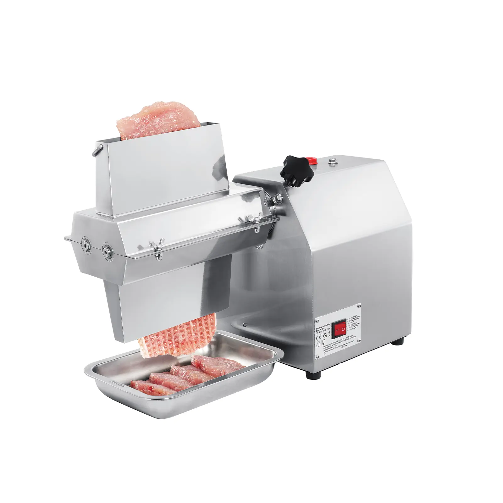 Commercial Meat Tenderizer, Heavy Duty 304 Stainless Steel Kitchen Tool with Meat Tong, Cleaning Brush, and Tray, 750W Electric Meat Tenderizer Machine for Beef, Turkey, Chicken, Pork, and Fish