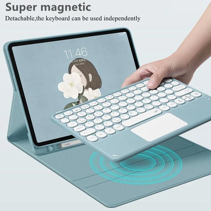 Free Mouse Touchpad Keyboard for iPad Tablet 10.2 7 8 9th Pro 10.5 Air 3 Foldable Protection Case, iPad Cover with Keyboard, PU Leather Smart Cover for 10.9 Inch 10th Gen, iPad Accessories