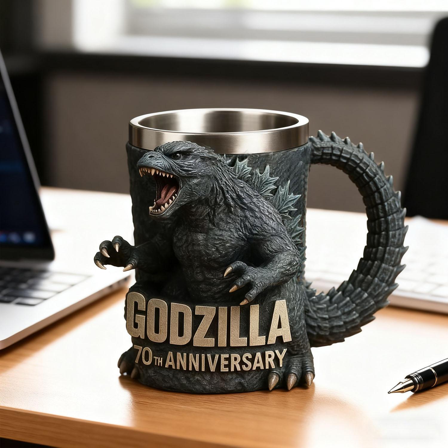 Godzilla 70th Anniversary Resin Mug, Limited Edition Collectible Drinkware, Durable & Stylish Design, Perfect Gift Idea