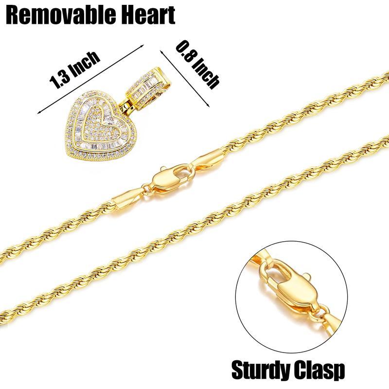 Hip Hop Heart Necklace Women or Men,Gold&Silver,Cubic Diamond Heart Pendant Necklace Hip Hop Heart Necklace Women or Men,Gold&Silver,Cubic Diamond Heart Pendant Necklace