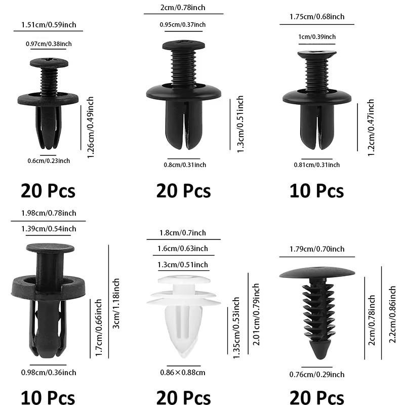 100pcs Automotive Plastic Retainer Clips Kit, 6 Types Universal Car Bumper Clips Fasteners, He26 Auto Push Pin Rivet Trim Clips Assortment