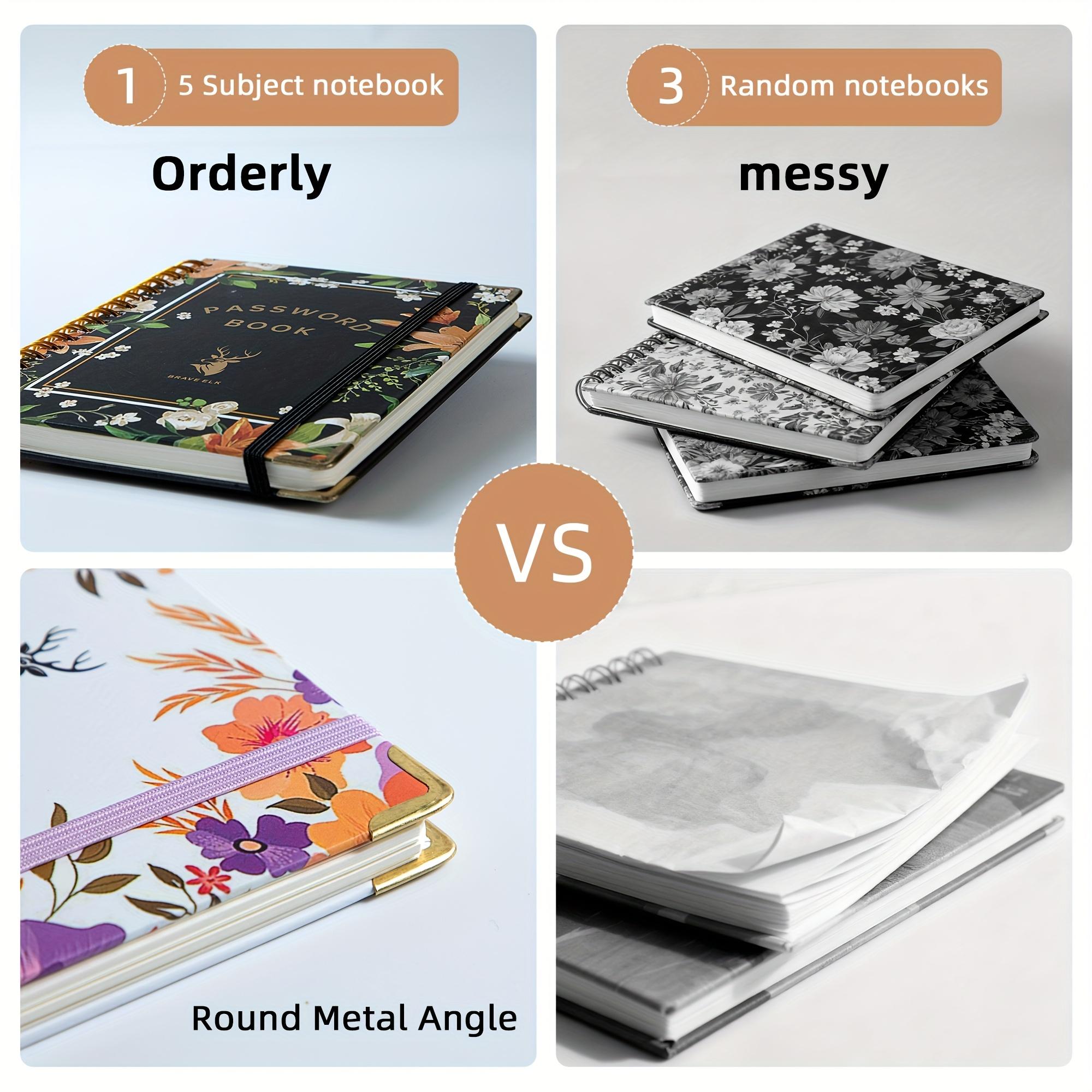 Brave Deer Elegant Floral Password Notebook, B6 Password Organizer with Gold Lock Icon, Thick Paper & Bookmarks, Multi-Color Diary Journal