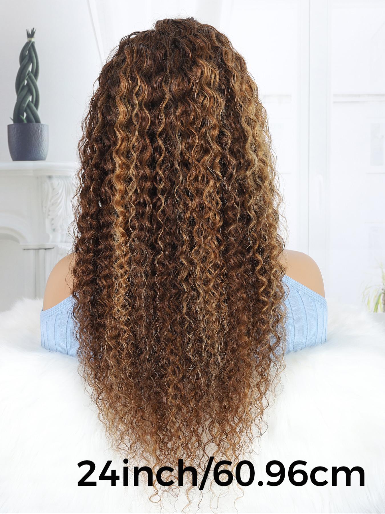 Invisible Drawstring 360 Full Lace Wig Glueless Kinky Curly Human Hair Wigs Hidden Adjustable Strap P4/27 Highlight Transparent Lace Frontal Wig Pre-Plucked With Baby Hair Can Make Ponytail And Bun Multicolor For Women Deep Curly