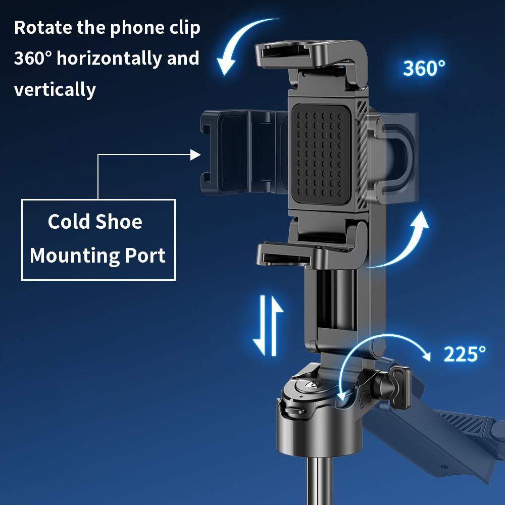 Portable Selfie Stick Tripod, Retractable Phone Tripod with Remote Control, Lightweight Travel Tripod for Video Recording & Photo Taking & Phone Live Streaming