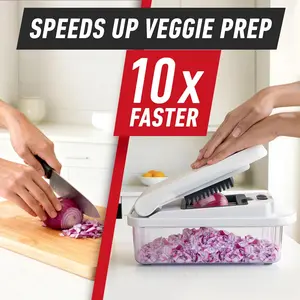 Genuine original professional vegetable cutter, from 2013 to present, vegetable cutter/multifunctional slicer, 8-blade food vegetable cutter/onion cutter, with container, kitchen gadgets and essentials (10 in 1): Home & Kitchen