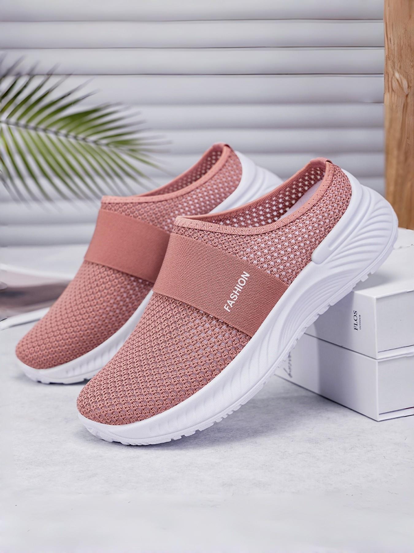 Women's Slip-On Mules for All Seasons, Breathable Mesh Upper, Anti-Slip Thick Sole, Fashion Casual Sandals, Comfortable Walking Shoes
