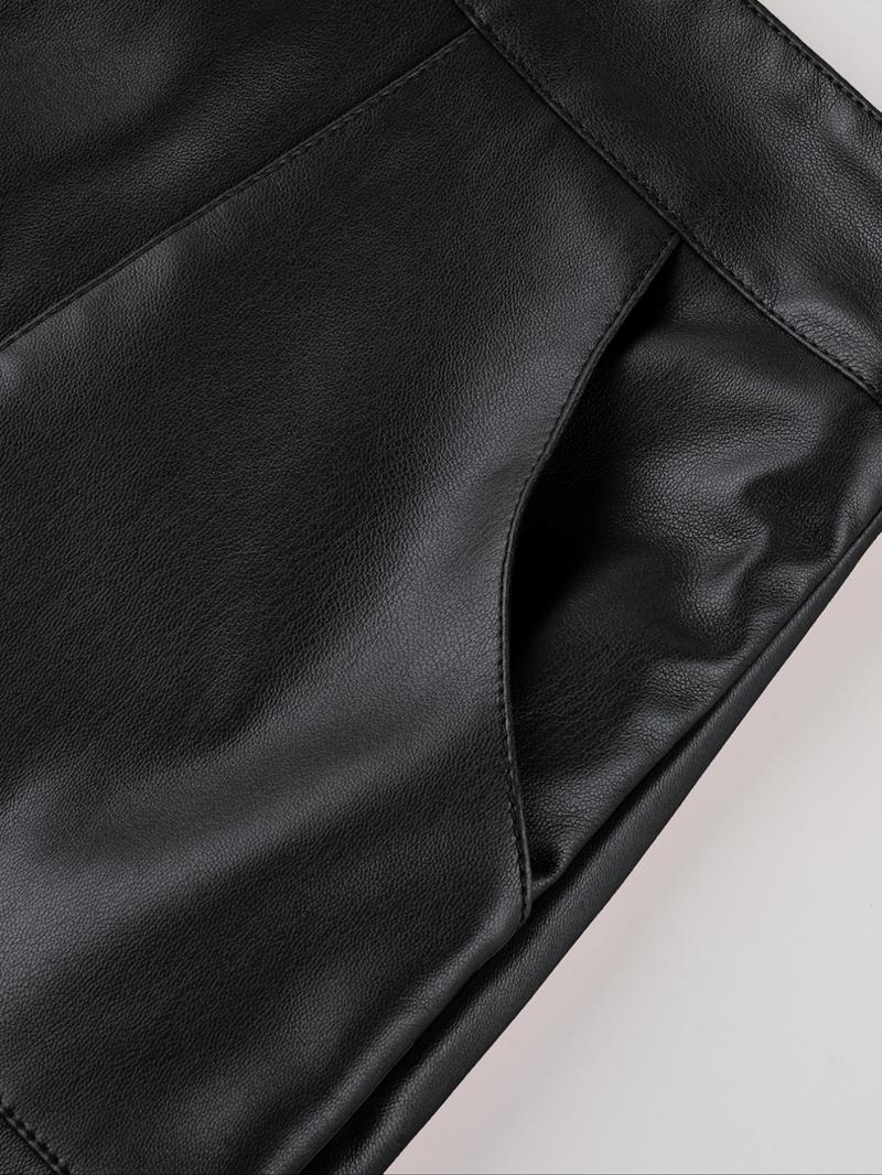 Women's PU Skirt, Solid Skirt, Sexy Fitted Short A-Line Design, All-Season Versatile Casual Elegant Style, Perfect for Dating & Holidays