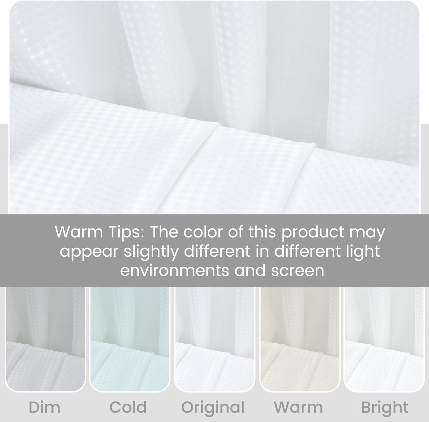 Double Layer Large Ring Waffle Bath Curtain, Waterproof Anti-Mold Shower Divider, Dry Wet Separation, Bathroom Privacy Screen