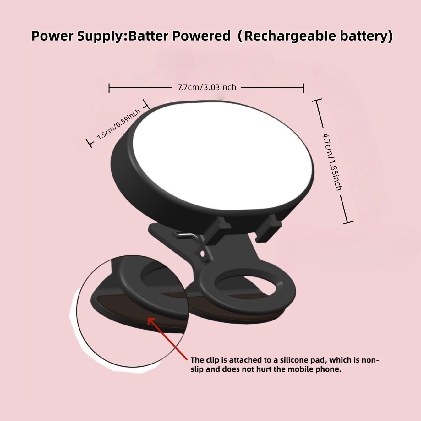 Portable Round Phone Clip Light, Adjustable Three-Color LED Lamp for Phones, Cameras, Laptops, Mini Photography Lighting
