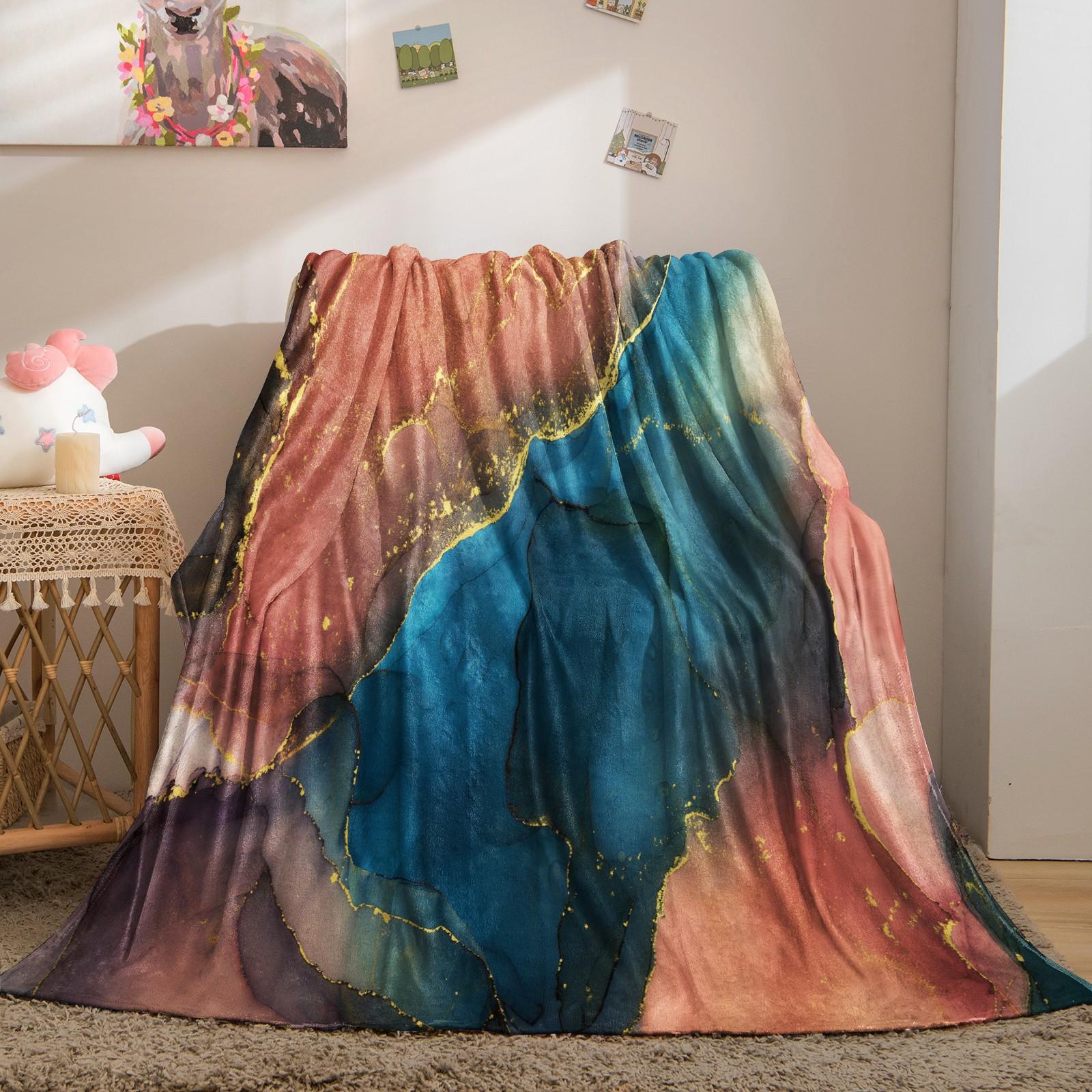 Marble Ink Print Blanket, Soft Warm Breathable Comfortable Skin-Friendly, Multiple Styles Available, Suitable for All Ages, Sofa Bed Use, Ideal Gift