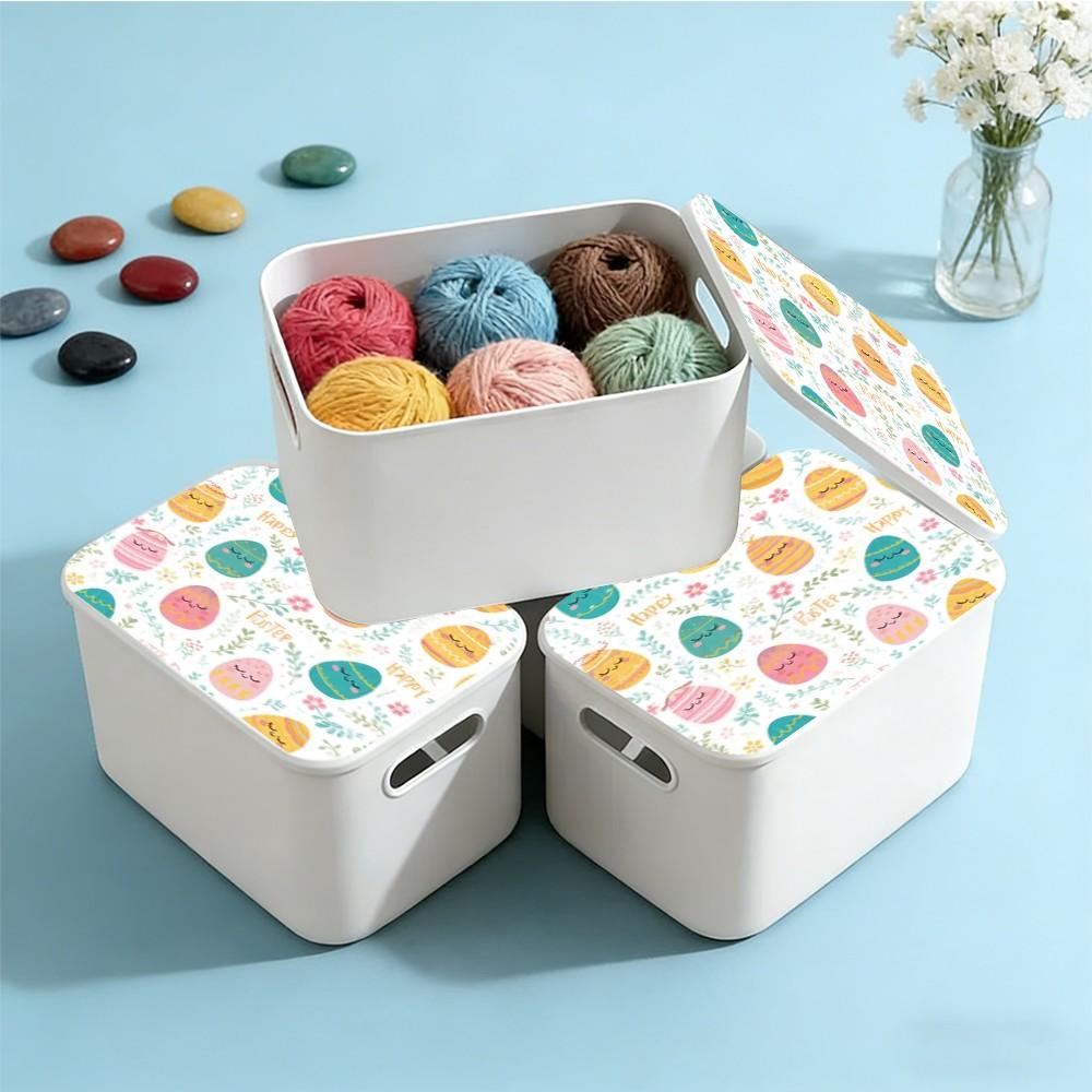 Plastic Storage Box with Lid, Spring Design, Beautiful Print Pattern, Party Desktop Organizer, Living Room Snack Holder