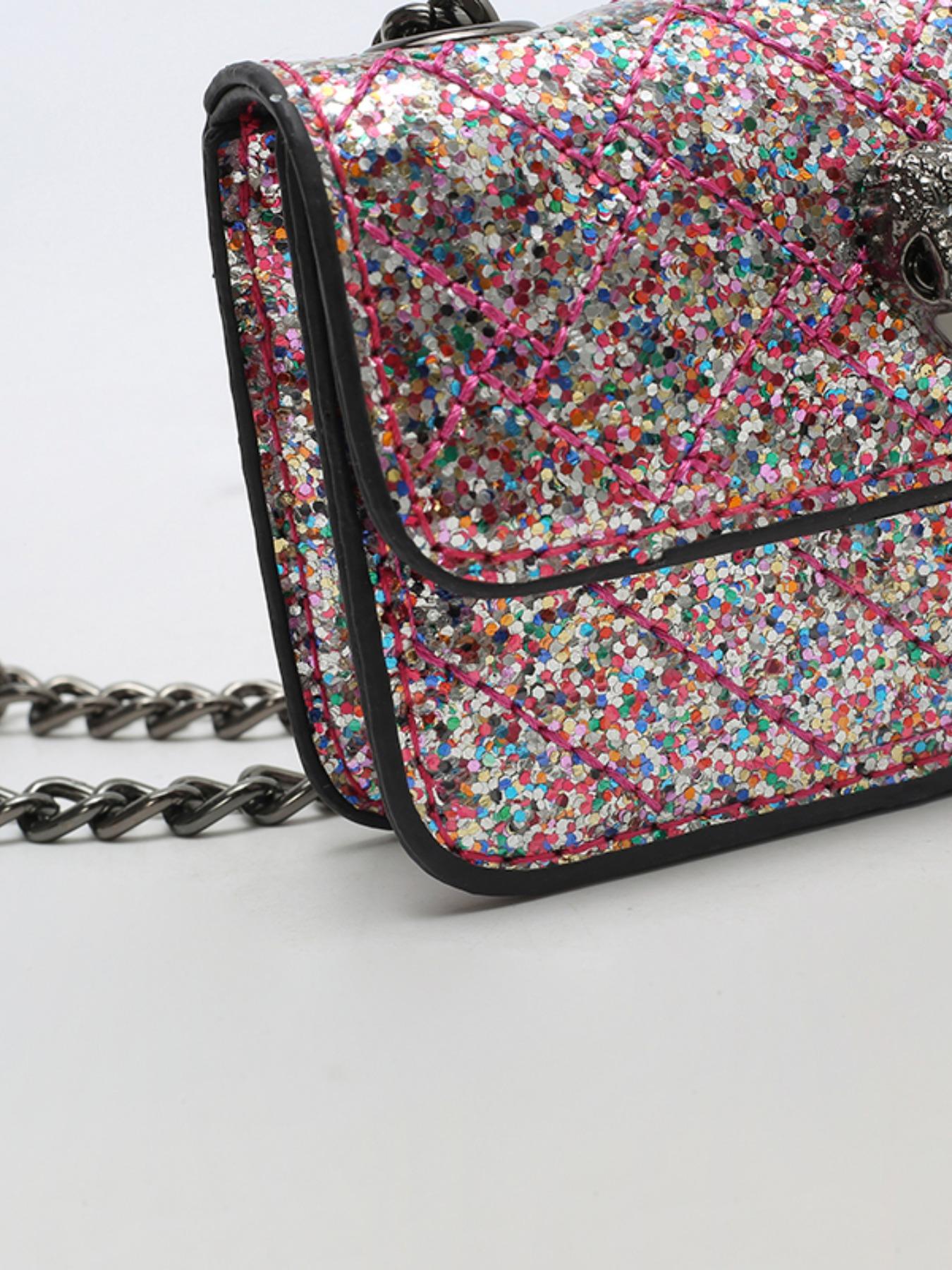 Mini Sequin Crossbody Bag, High-Value Shoulder Square Purse, Cute Keychain Bag for Women, Colorful Sparkle Handbag for All Occasions