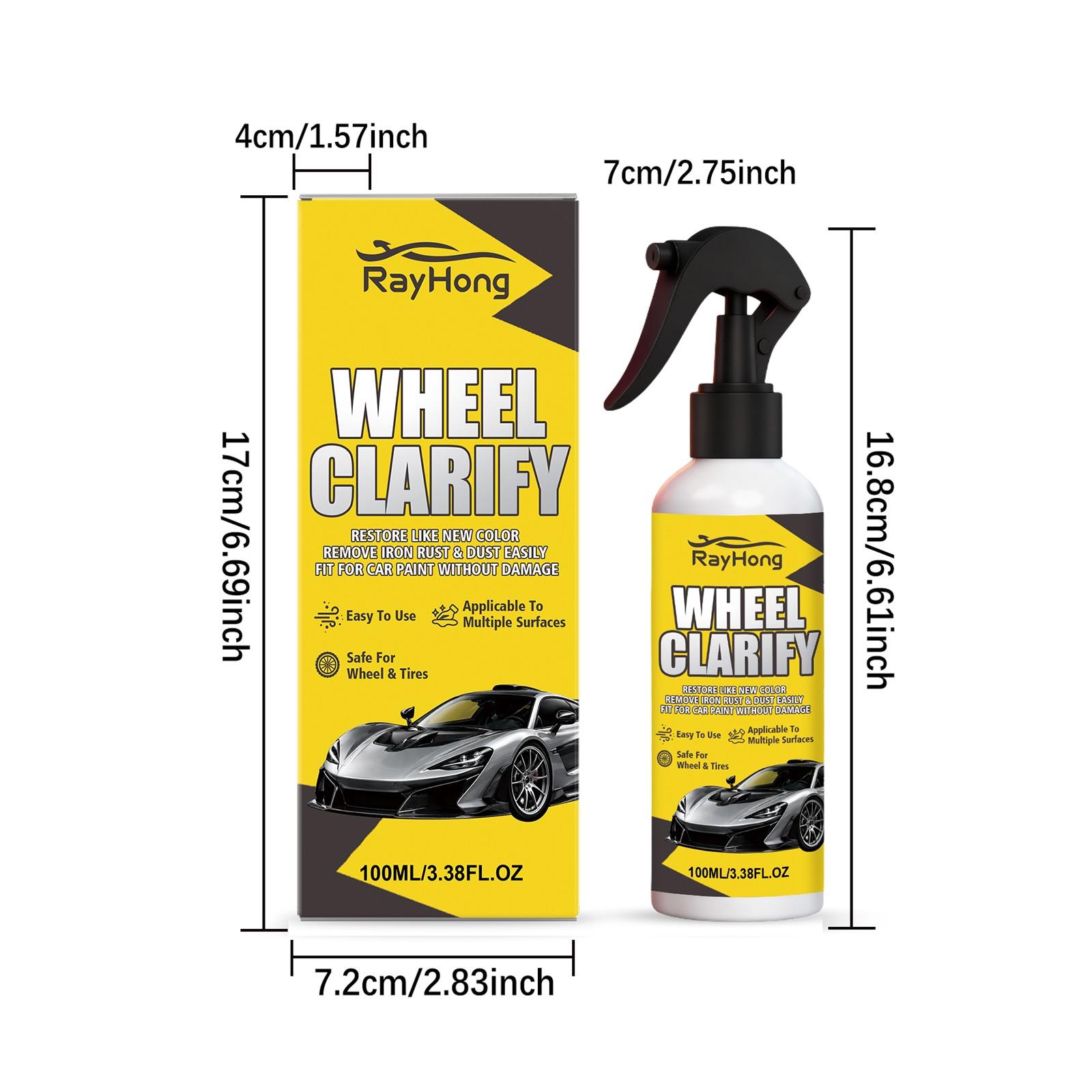 Wheel HUB Rust Removal Refinish Spray, Car Body Wheel Brake Dust Surface Rust Daily Cleaning Shine Care, Automotive Maintenance Solution