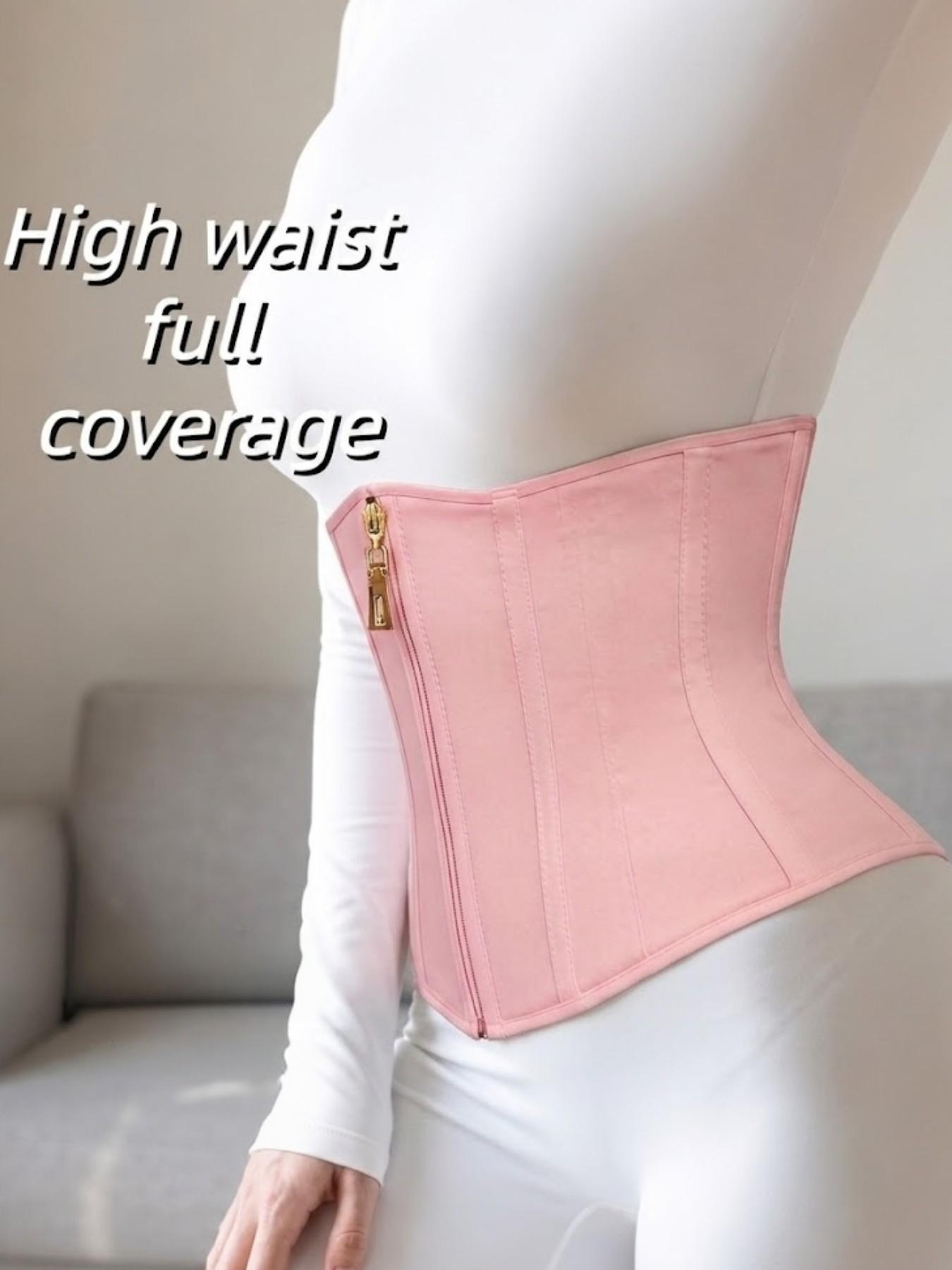 1 Count Women's Skin Friendly Fabric Waist Trainer, Fajas, Front Zipper Adjustable Hook Eye Double Closure Shapewear Belts, Tummy Control Hourglass Waist Cincher, Reflective Strip Design Girdle, Perfect For Body Shaping And Daily Wear, Zip Up Shapewear