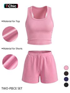 Simple Tank Top Drawstring Shorts Set, Daily Sports Casual Two-Piece, Comfortable and Stylish Summer Wear