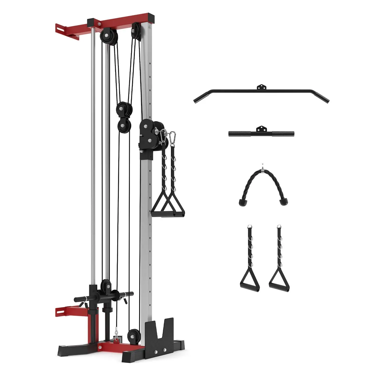 L. Wall Mount Cable Machine, Dual Pulley Cable Crossover System with 19 Adjustable Positions & 400LBS Capacity - All-in-1 Home Gym Equipment with Accessories for Strength Training
