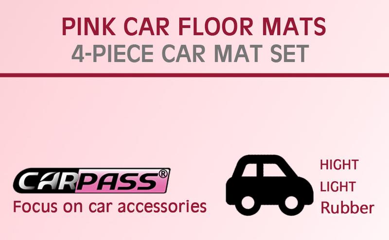 CAR PASS 4pcs Heavy Duty Rubber Floor Mats Pink 4-Piece Car Mat Set Universal Waterproof for SUV Truck Durable All-Weather Mats for Car Women Girly