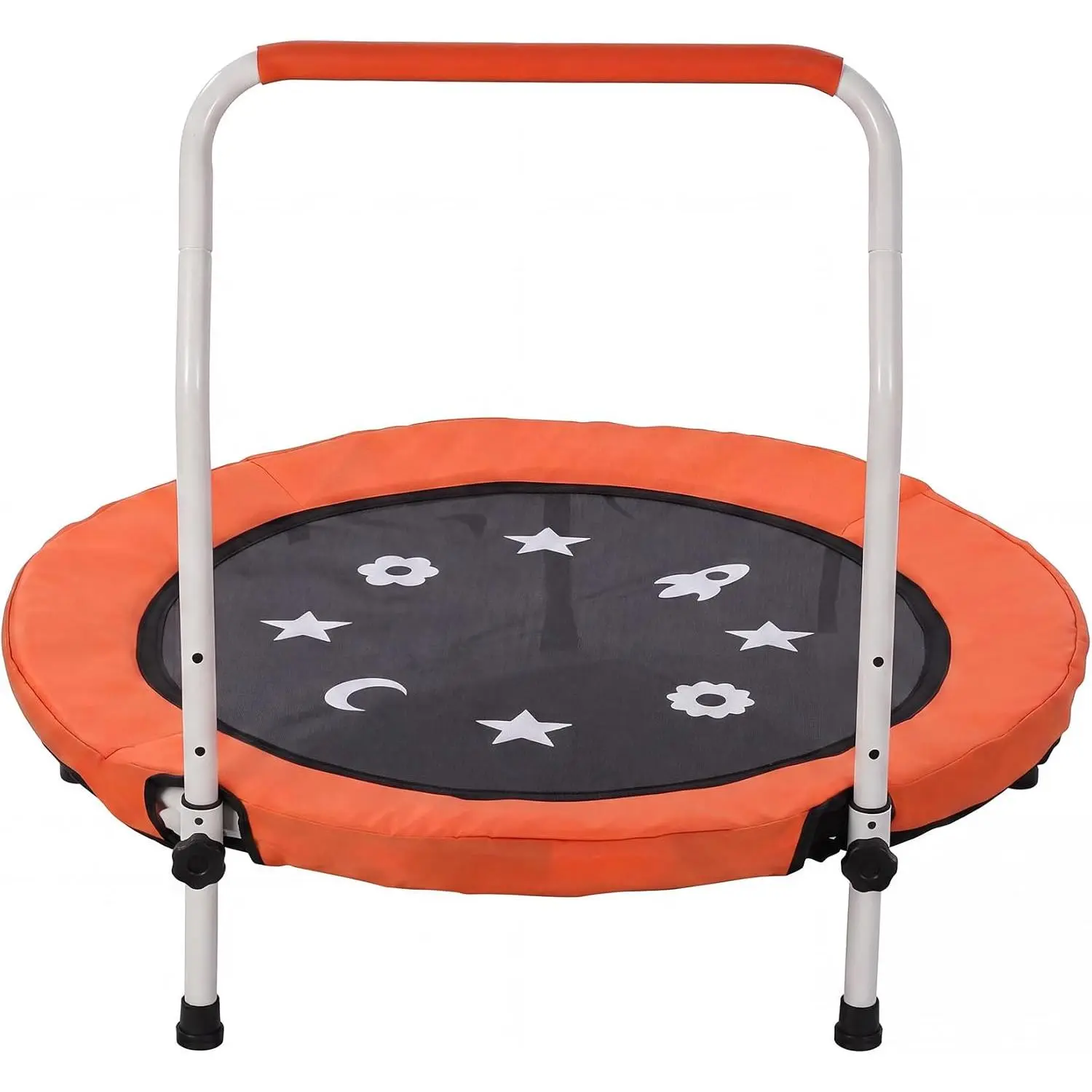 36'' Kids Trampoline Indoor, Trampoline Toddler with Foldable Legs & Adjustable Height Handlebar, No-Gap Design Trampolines for Kids 3-6 Gifts, Safe & Sturdy, Up to 100LBS