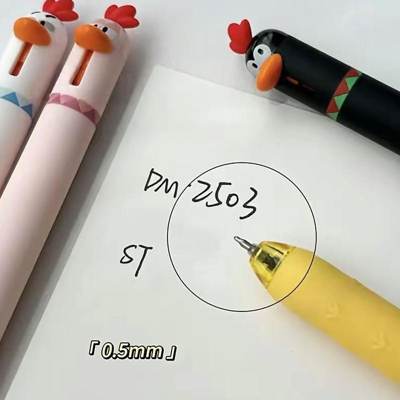 Creative Chicken Gel Pens Set of 4, 0.5mm Quick Dry Click Writing Pens, Unique Design Fun Relax Office Gift Pen Christmas Present