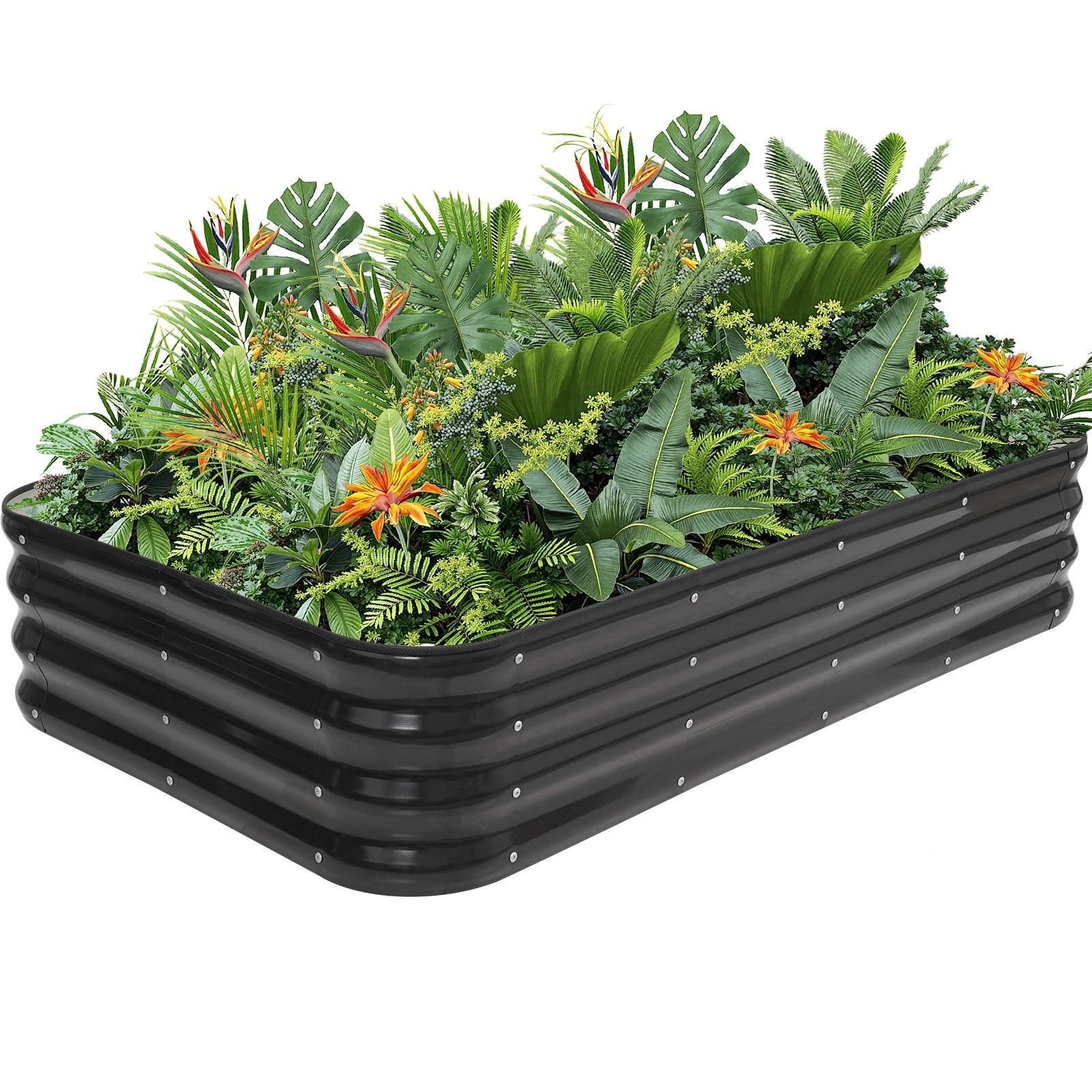 1pc 5x3x1ft Raised Garden Bed Kit, 5-in-1 Modular Galvanized Planter Box, Heavy-Duty Metal Bed for Vegetables/Flowers, Easy Assembly Outdoor Planter for Backyard Patio Lawn