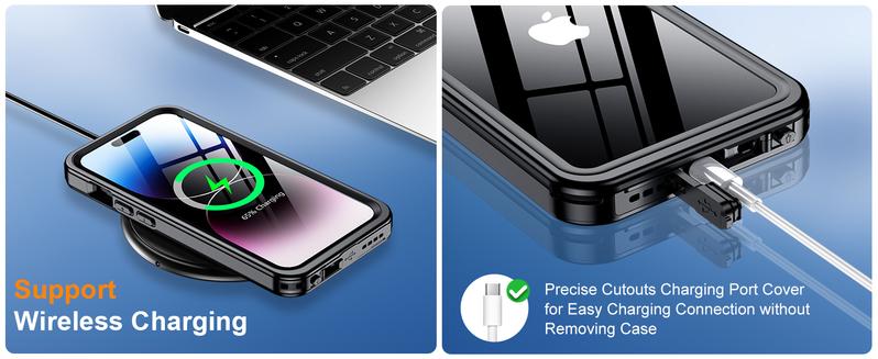 Temdan for iPhone 15 Pro/15 Pro Max Case waterproof Screen CameraLens Protector IP68 Protection Phonecase Cover Protective Smartphone Cellphone Shockproof