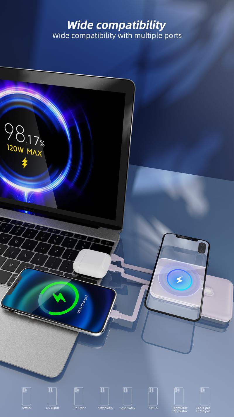 10000mAh Mobile Power Bank, Super Fast Charge, Magnetic Wireless Charging Bank, Portable Mobile Phone Charger For IPhone15pro/ 14max/ 13/ 12/ (USB, Type-c), Outdoor Emergency Power Backup Battery Pack for Heated Jacket Vest Pant 10000mAh Mobile Power Bank, Super Fast Charge, Magnetic Wireless Charging Bank, Portable Mobile Phone Charger For IPhone15pro/ 14max/ 13/ 12/ (USB, Type-c), Outdoor Emergency Power Backup Battery Pack for Heated Jacket Vest Pant