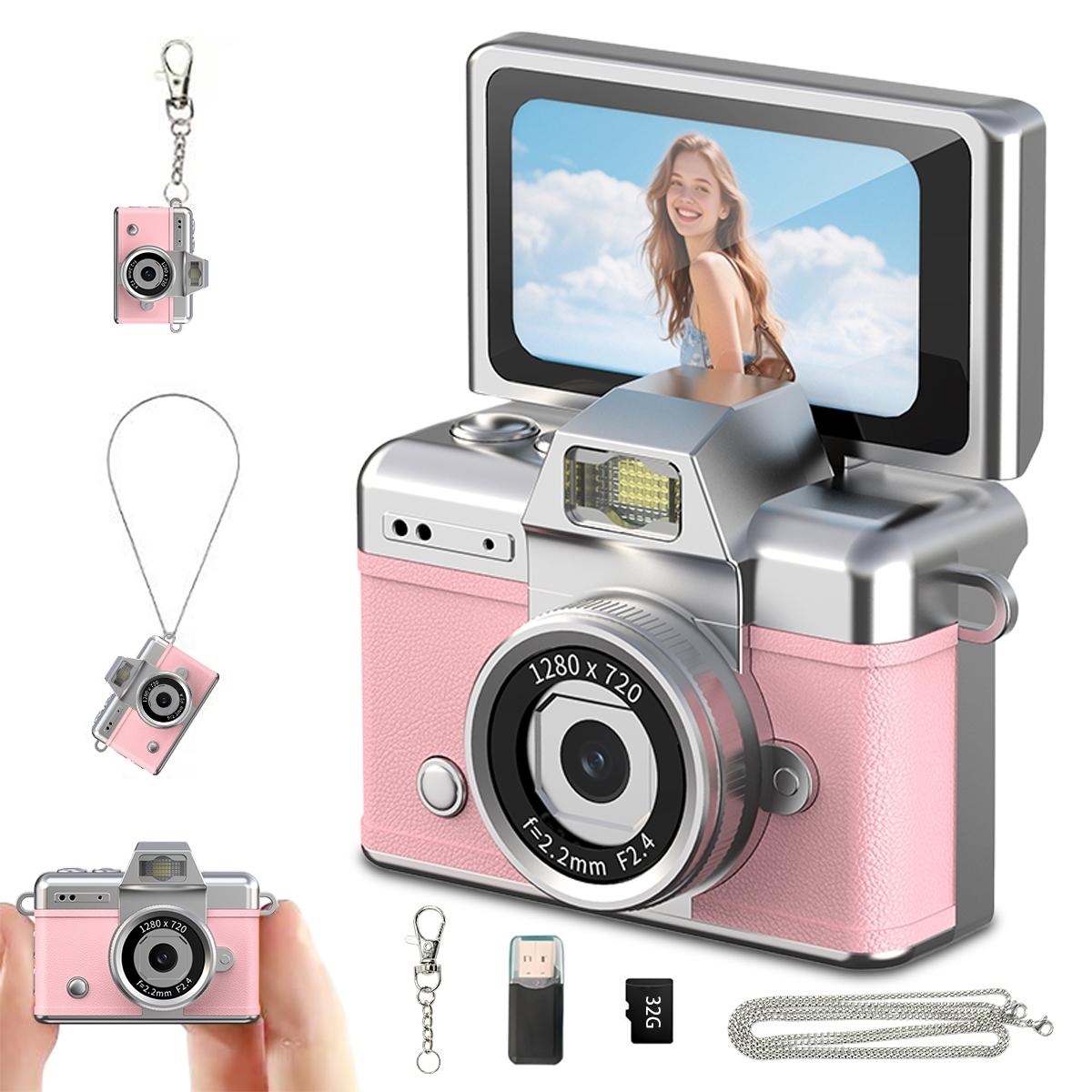 Thumb Camera Flip Screen Mini Camera, Retro CCD Digital Pocket Camera for Students, Portable Compact Everyday Camera, HD Digital Camera, Electronic Portable Camera