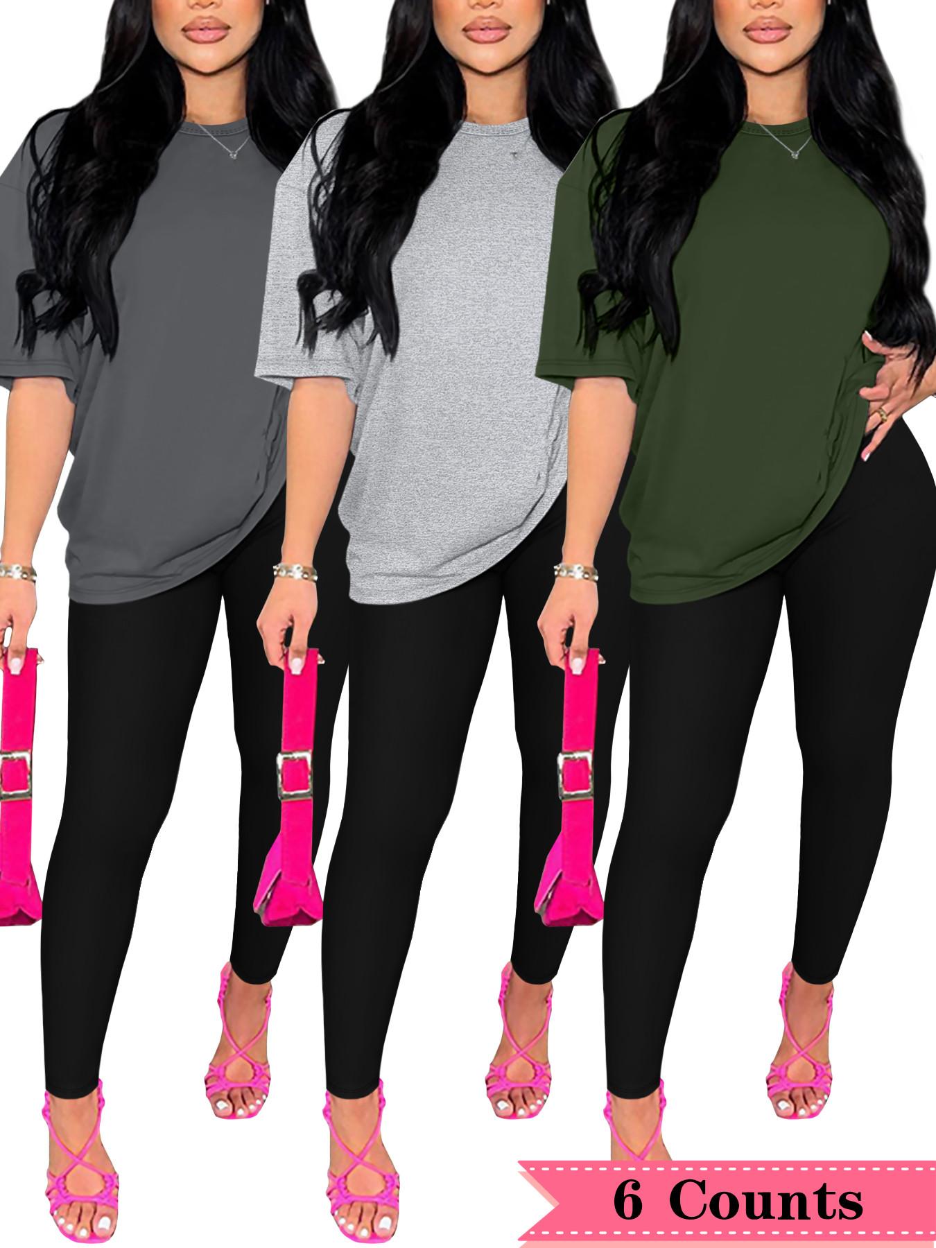 Women's Solid Color Top & Pants Set, Casual Comfy Round Neck Short Sleeve Tee & Trousers for Daily Wear, Ladies Two-piece Outfits for All Seasons