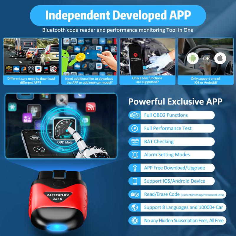 AUTOPHIX-3210 Full OBD2 Scanner, Code Reader, Check BAT Engine, OBD 2, Auto Scan Tools for iPhone, iPad, Android Vehicle