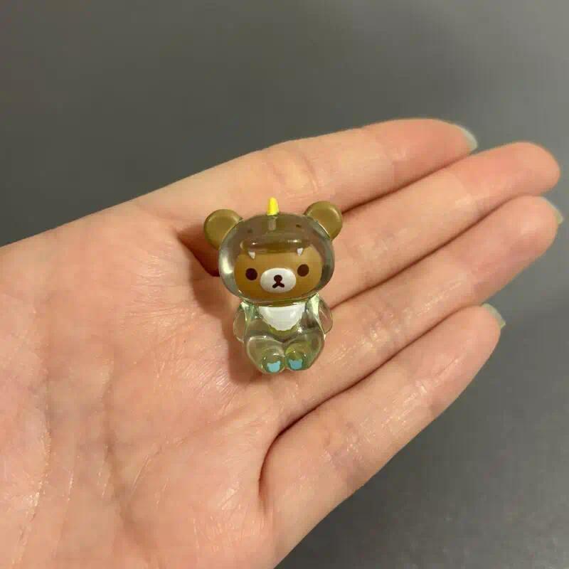 Rilakkuma Cross-Dressing Dinosaur Q-Version Transparent PVC Collectible Figurine, Desktop Decoration, Car Toy Pendant, Collectibles