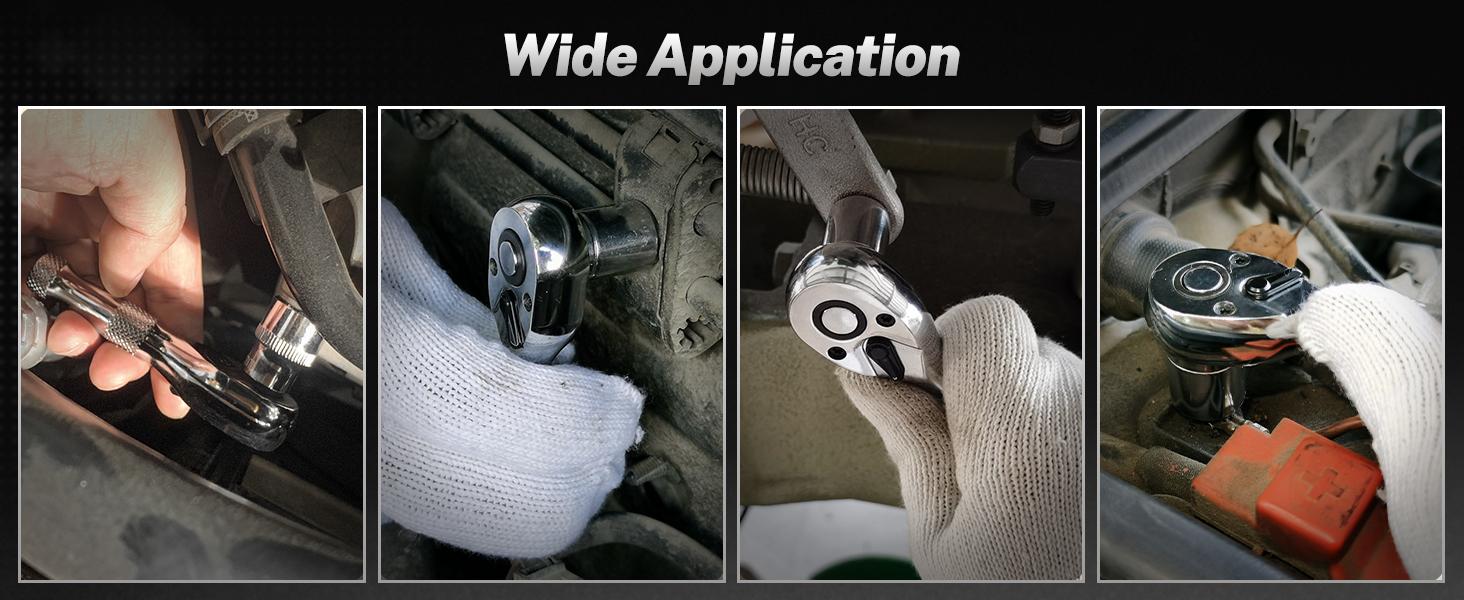 Ratchet Set, 1/4", 3/8", 1/2" Drive Ratchet Stubby Handle Wrench, 72-Tooth Quick-Release Reversible Wrench Set, Professional Hand Tool,Blackfriday,Christmas Gift