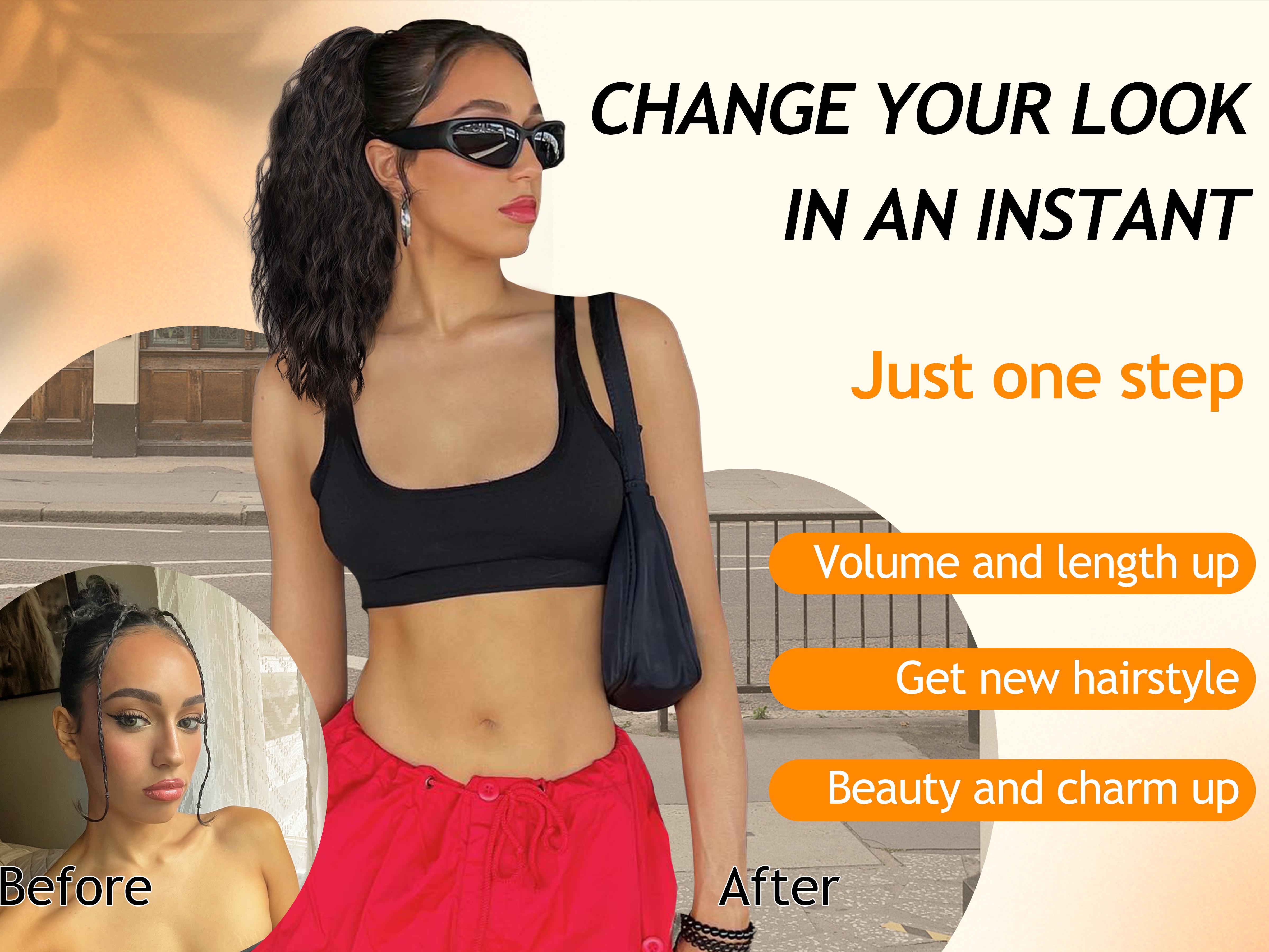 ORSUNCER HAIR Extension Claw Ponytail Long Wavy Ponytail Extension Black Brown 30 Inch Curly Clip Ponytail in Hair Extensions For Women Fluffy Natural Looking Synthetic Hairpiece for Daily Use Easy To Go ORSUNCER HAIR