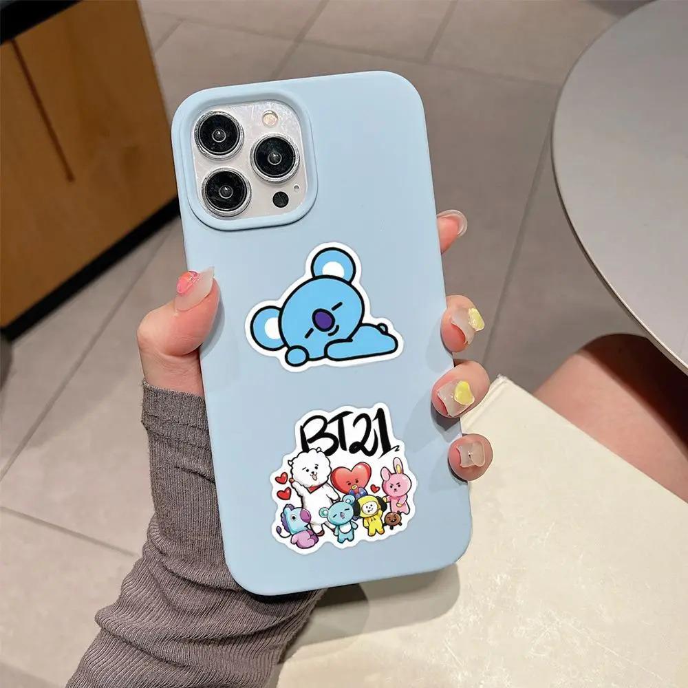 New BT21 koya RJ Shooky Mang Chimmy Cooky 55 Stickers High Color Value Cartoon Printed Phone Case Desktop Waterproof Decoration