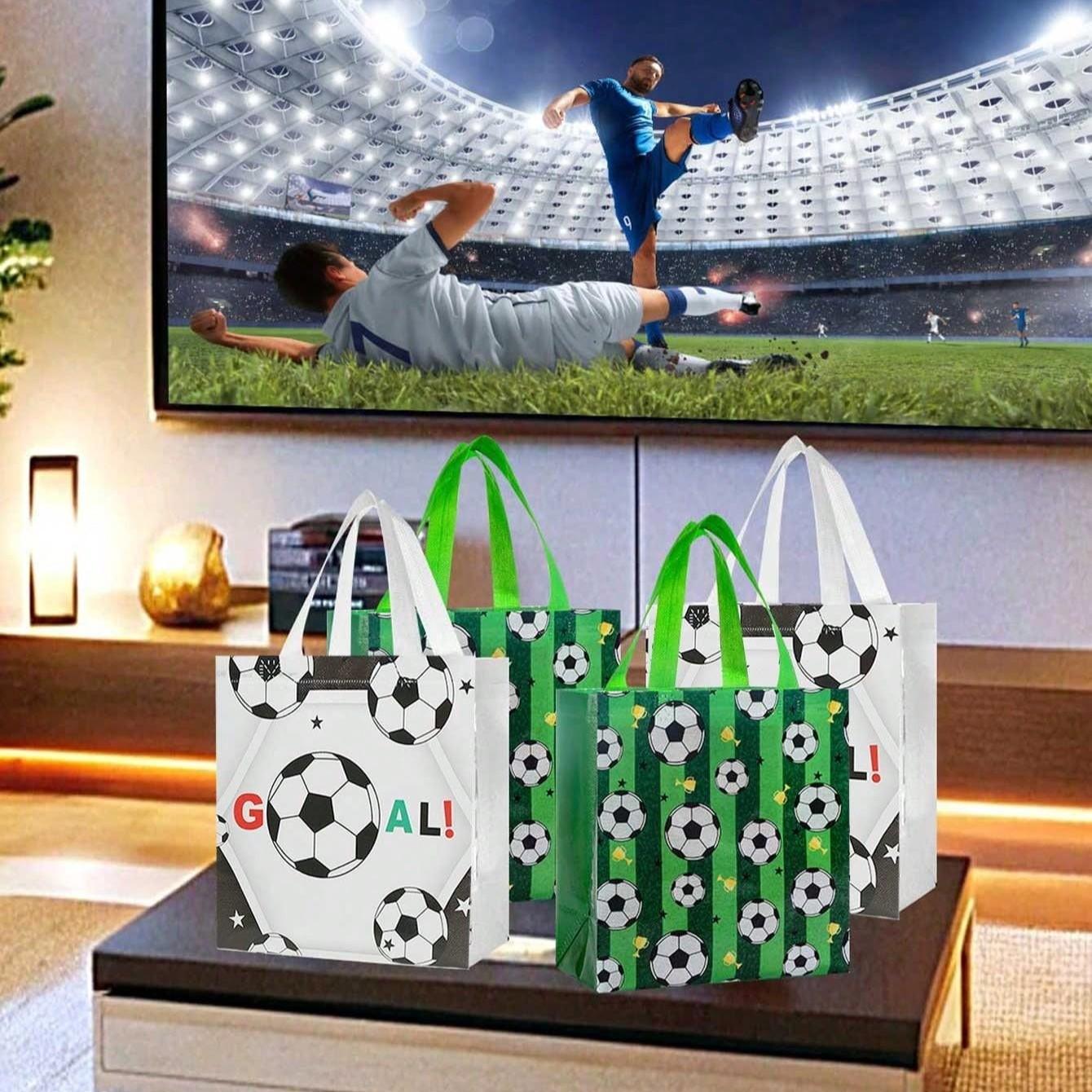 Football Theme Gift Bags, Reusable Non-Woven Candy Snack Bags with Handle, Perfect for Football Team Parties and Birthday Gifts