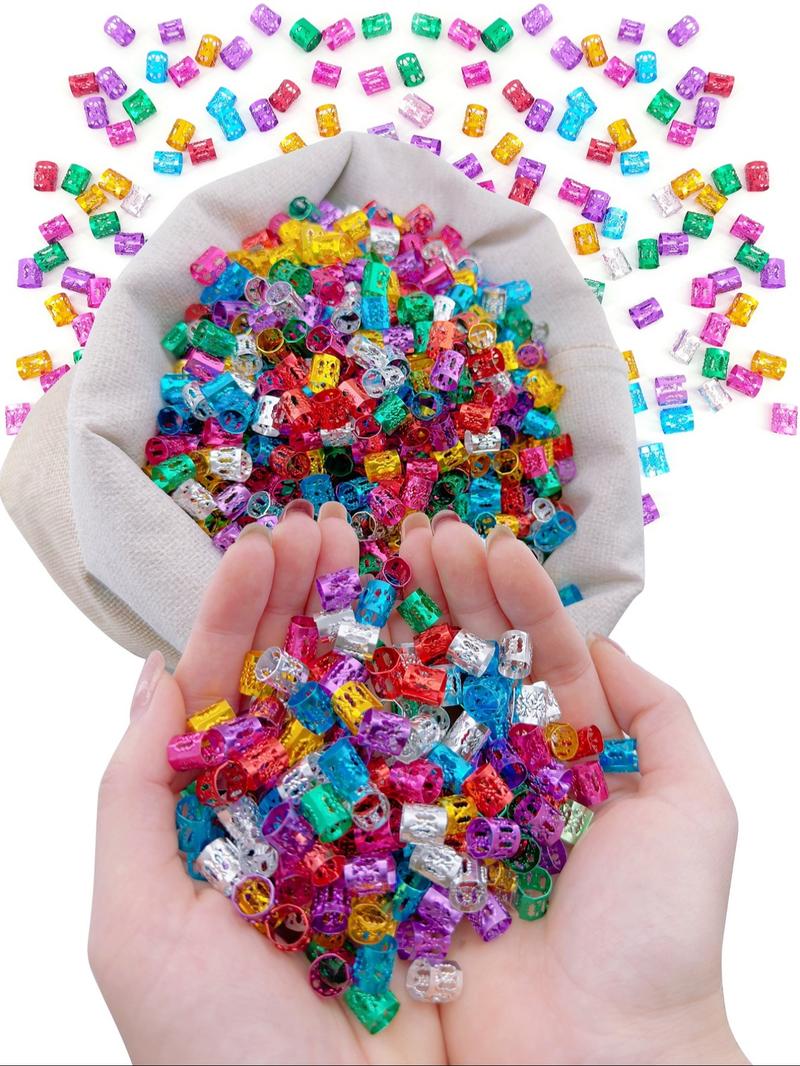 500pcs Multicolor Hair Jewelry Rings for Braids, Dreadlocks Beads, Colorful Aluminum Ring, Adjustable Metal Cuffs for Women and Girls