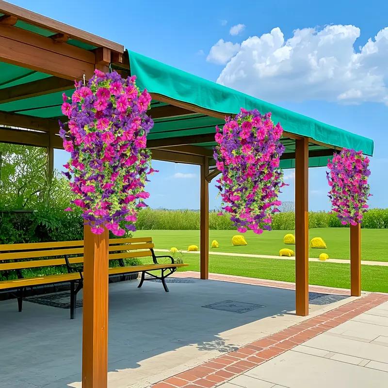 Artificial Morning Glory Vine, 2/4 Bunches Fake Flower Vine, faux flower, Decorative Flowers for Home Party Wedding Outdoor Yard Wall Hanging, Ornaments, Mother's Day Gifts