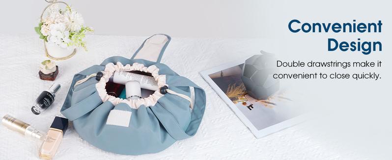 Narwey Barrel Drawstring Makeup Bag Large Cosmetic Bag Make up Bags Women and Girls Toiletry Organizer for Travel Toiletries Accessories Essentials TikTokShopBlackFriday