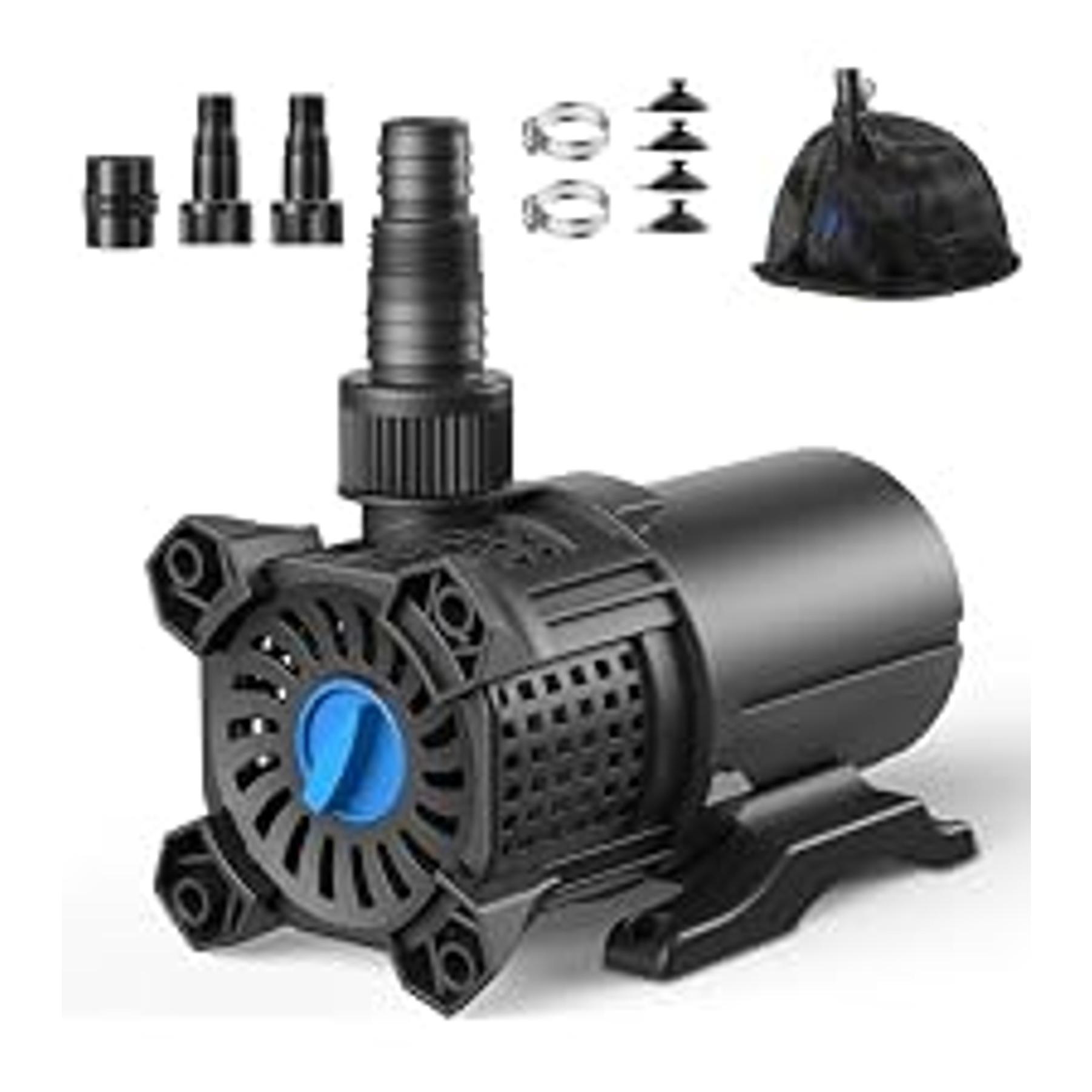 Water Pond Pump Set - 850GPH Submersible Adjustable Fountain & Waterfall Pump, 46W Powerful Motor, 2 Installation Options with Filter Bag & 20.3ft Power Cord for Outdoor Pond Aquarium
