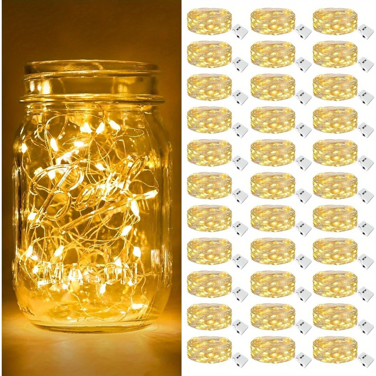 30-Pack LED Fairy Lights Battery Operated, Silver Wire, 20 LEDs, 6.5 Feet Twinkle Firefly Star & Moonlight String Lights for DIY, Wedding, Party, Bedroom, Garden, Christmas, Valentine's Day, Flowers, Warm White 30-Pack LED Fairy Lights Battery Operated, Silver Wire, 20 LEDs, 6.5 Feet Twinkle Firefly Star & Moonlight String Lights for DIY, Wedding, Party, Bedroom, Garden, Christmas, Valentine's Day, Flowers, Warm White