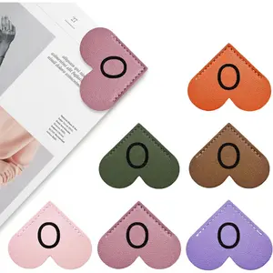 Personalized Leather Heart Bookmarks 6 count, Custom Initial Book Marks for Women,  Cute Page Markers, Birthday Teacher Appreciation Gifts for Book Lovers Readers Students(O)