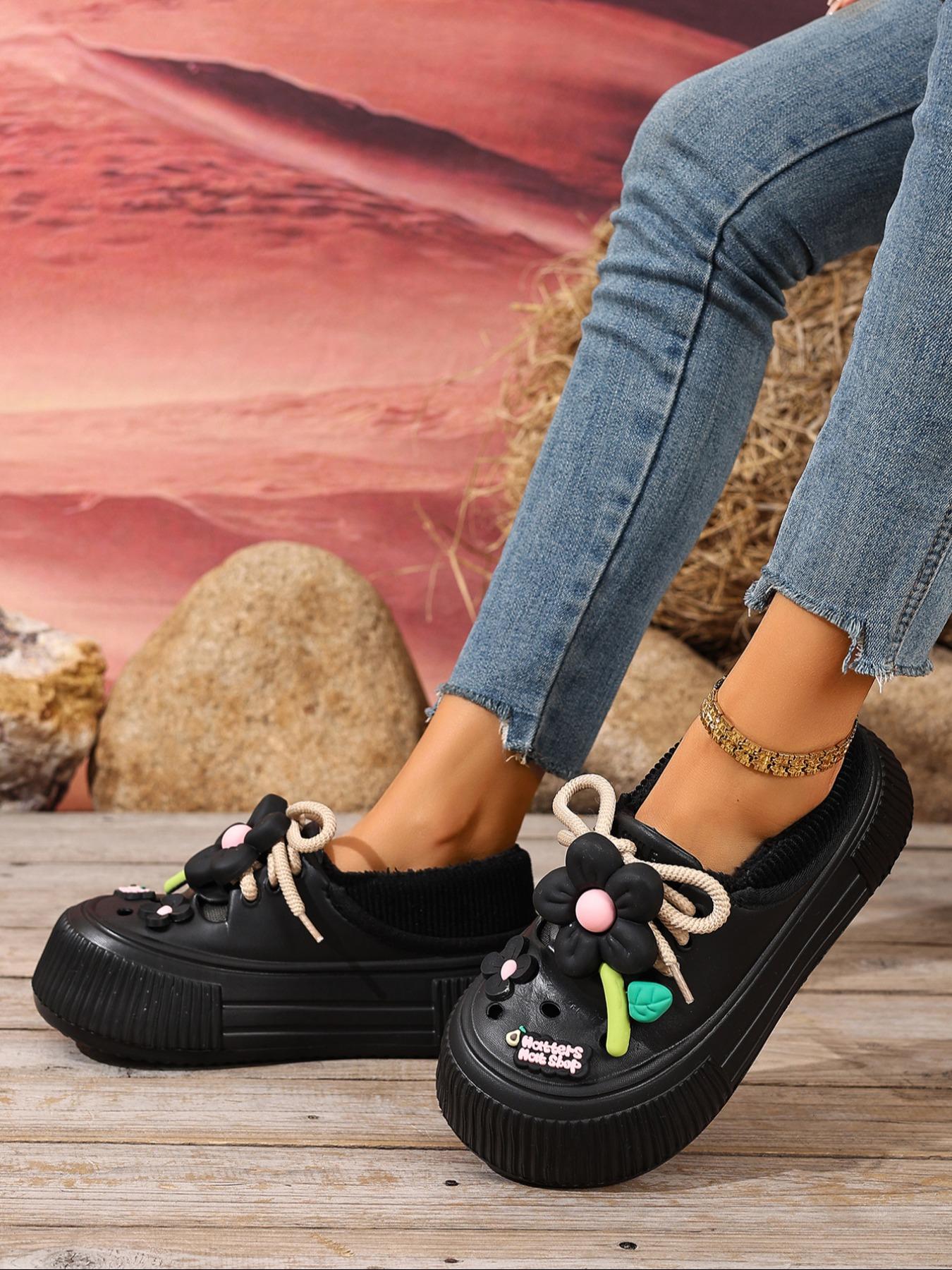 Couple Plain Fleece Lined Ankle Boots, One-Step Soft Sole Snow Boots, Cute Sunflower New Eva Home Shoes, Warm Winter Flat Short Boots