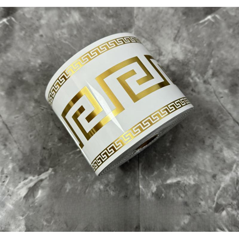 1 Roll Extra Thick Self-Adhesive PVC Baseboard Molding, 3.93in x 196.8in, Waterproof & Moisture-Proof, Wall Trim Decoration, Peel and Stick, Geometric Design Modern Style, Easy to Install, Perfect for Living Room, Bedroom, Office, Rental Apartments, XPE F